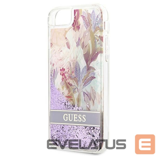 Back panel cover Guess Guess Flower Liquid Glitter case for iPhone SE 2022 / SE 2020 / 7 / 8 - purple
