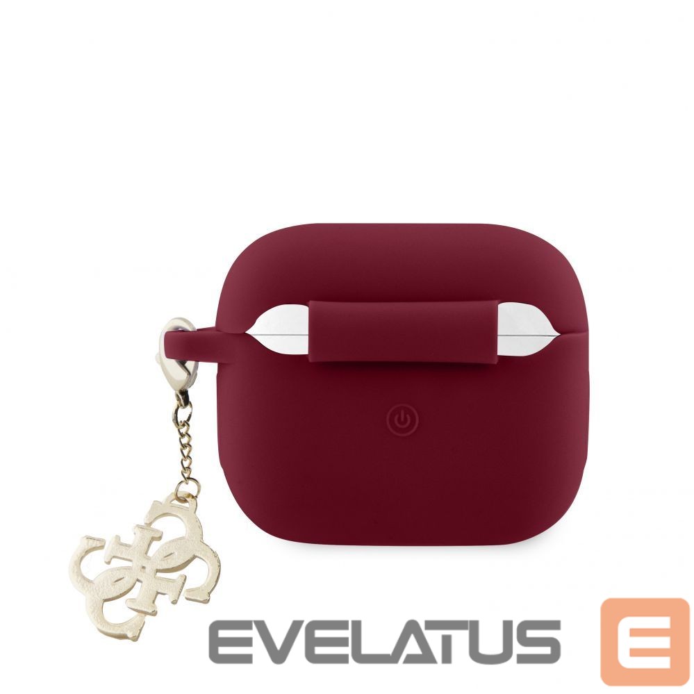 Headphone case Guess - Airpods 3 Case Silicone Classic Logo Gold With 4G Charm Marengo