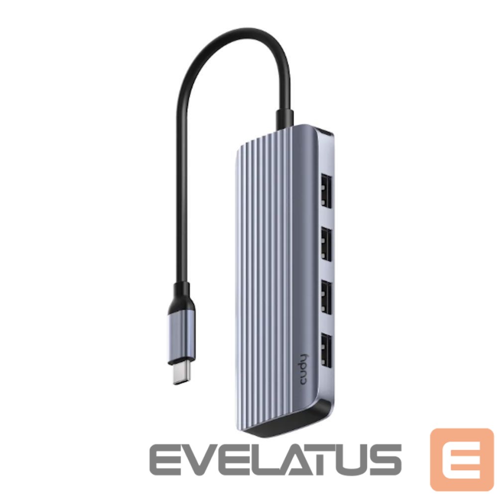 Routers Cudy UH500 PortMate USB-C 6-in-1 Hub 4K 30Hz HDMI USB-C PD 4x USB-A 3.0 Aluminum Grey