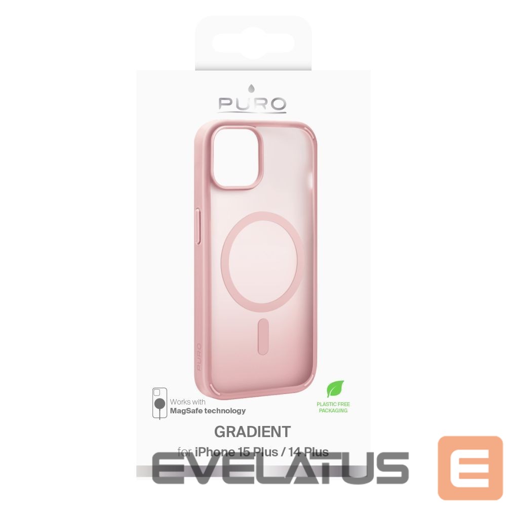 Back panel cover Puro Puro Gradient MagSafe Silicone Case for iPhone 15 Plus - Pink