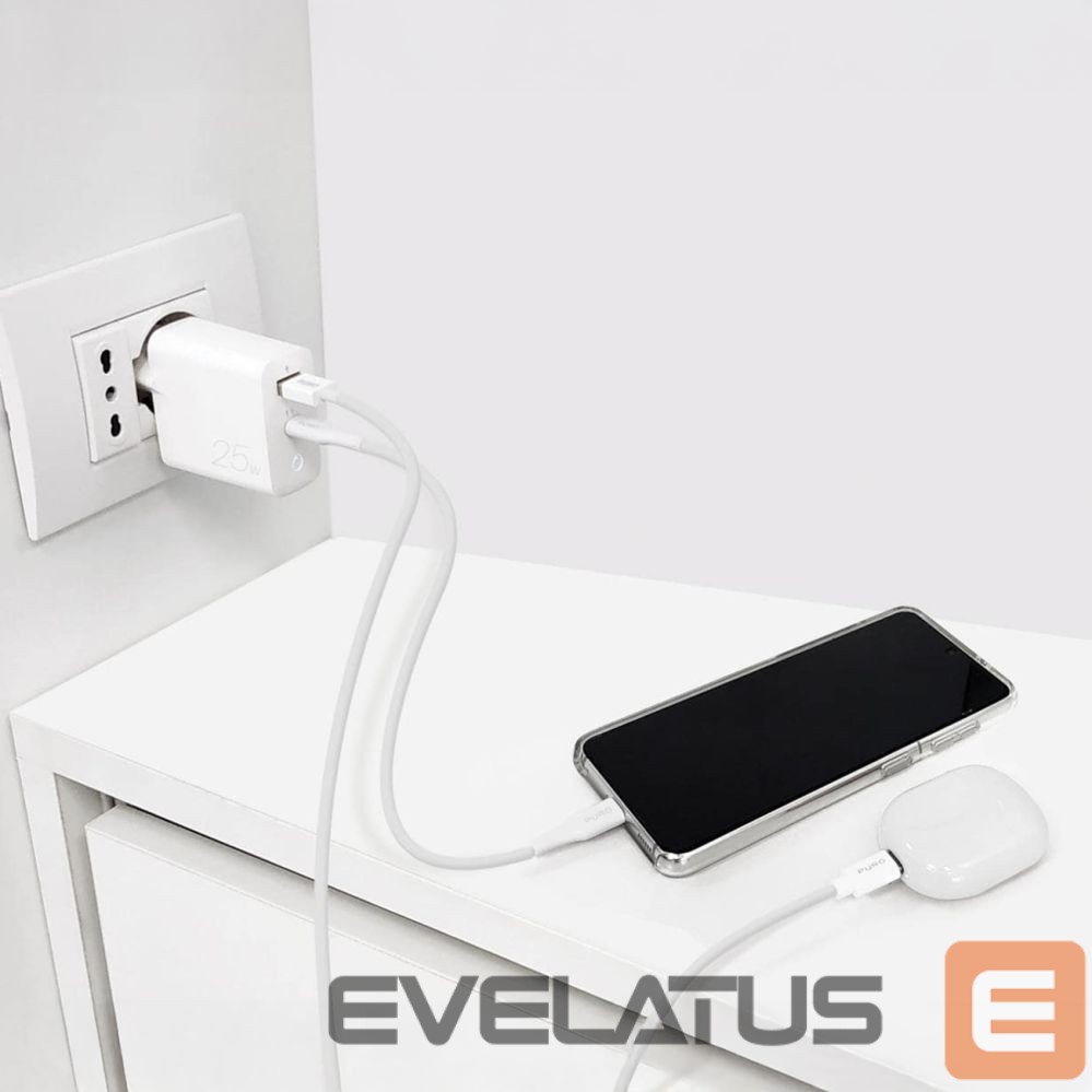 Adapter Puro Elektrik Puro 25W Power Delivery USB-A USB-C Wall Charger - White
