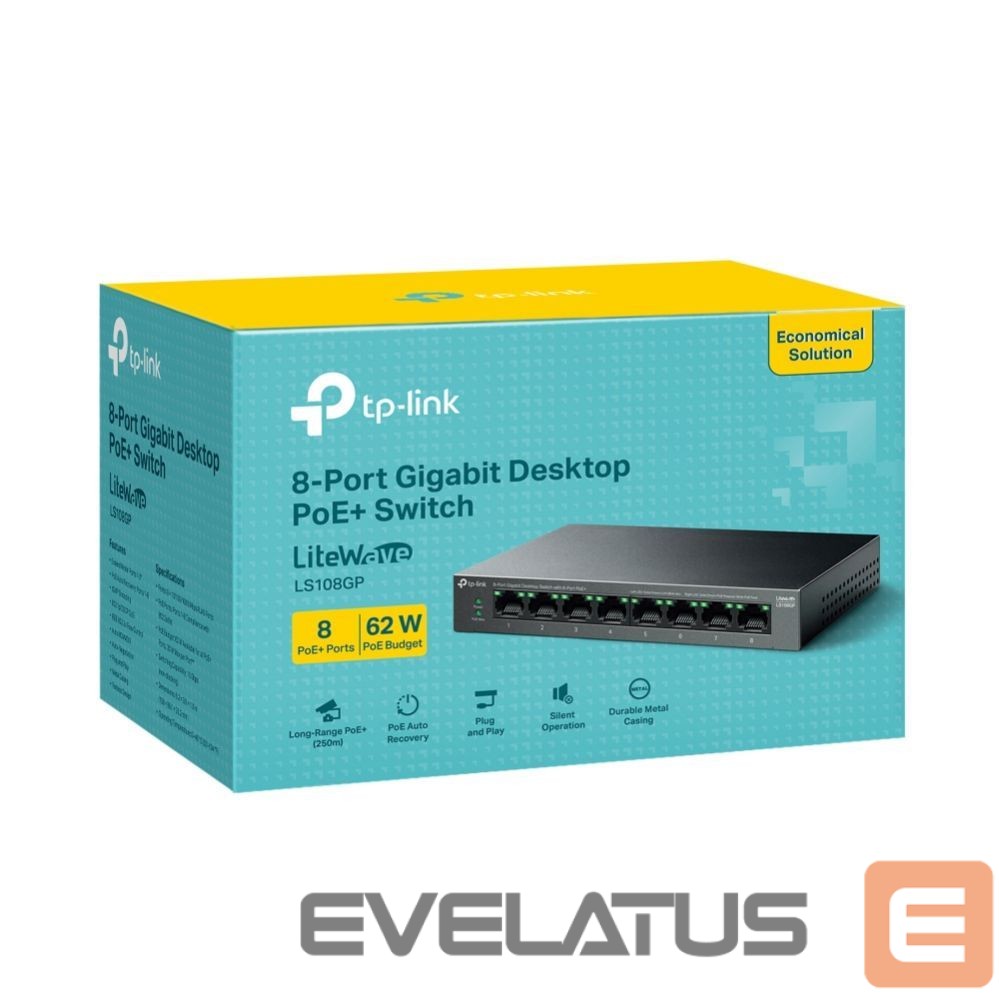 Commutator TP-Link NET SWITCH 8PORT 8POE+/LS108GP