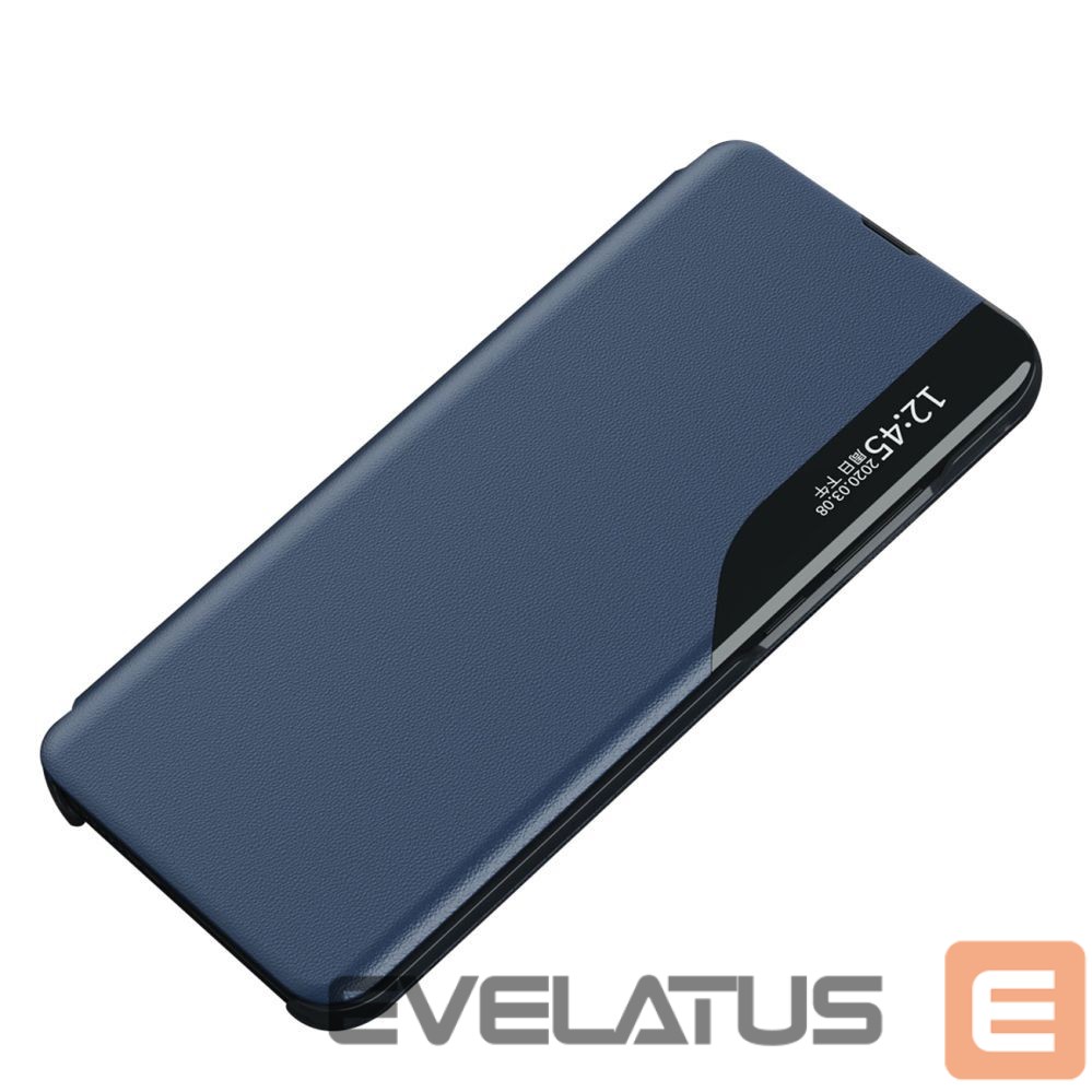 Back panel cover Hurtel Eco Leather View Case elegant case with flap and stand for iPhone 16e - blue