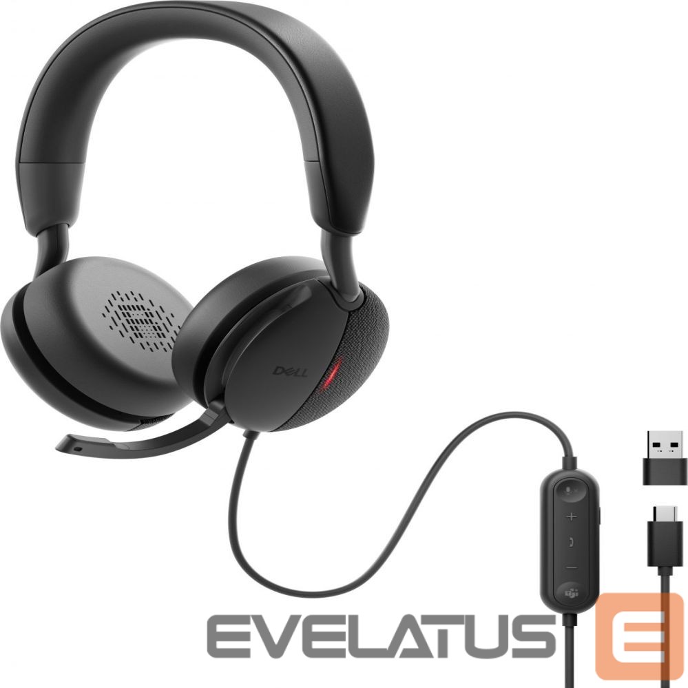 Wired headphones Dell Pro Wired On-Ear Headset WH5024 Built-in microphone ANC USB Type-A Black
