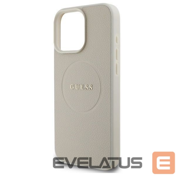 Back panel cover Guess Guess Grained Gold Ring MagSafe Case for iPhone 16 Pro Max - Beige
