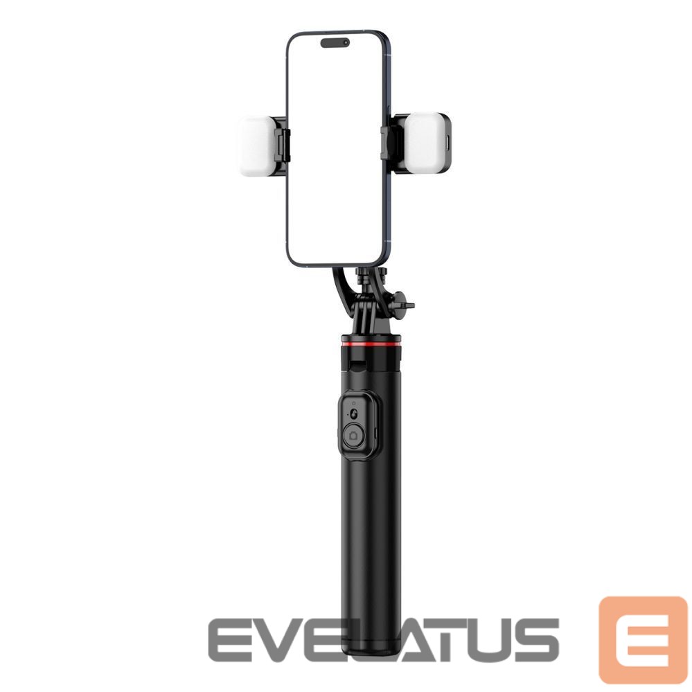 Camera accessory Hurtel Selfie stick WC12YDS 1.3m aluminum alloy telescopic tripod with dual lamp and phone holder - black