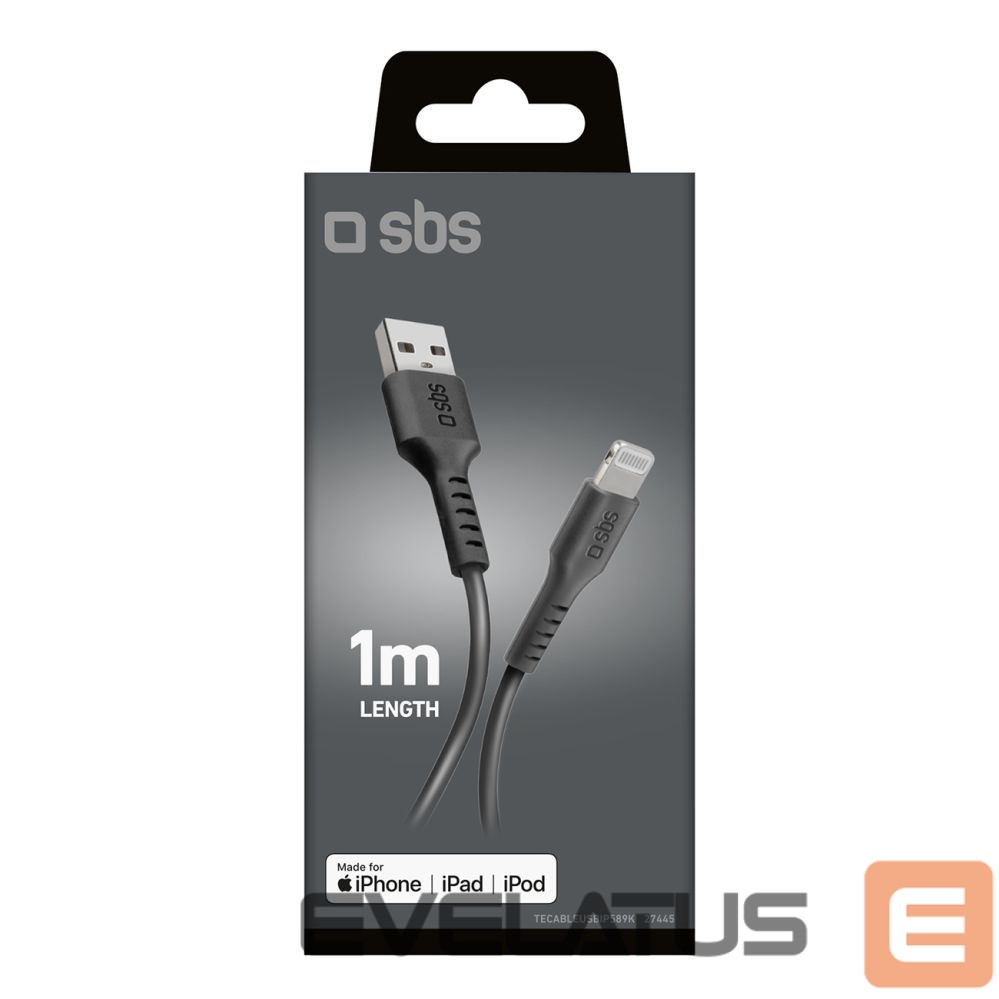 Cable SBS SBS TECABLEUSBIP589K USB-A - Lightning Cable 1m MFi Certified - Black