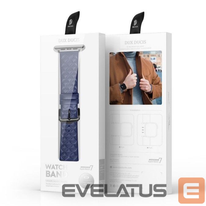 Strap Dux Ducis trap Leather Watch 7 Band 7/6/5/4/3/2 / SE (45/44 / 42mm) Wristband Bracelet Genuine Leather Bracelet Blue
