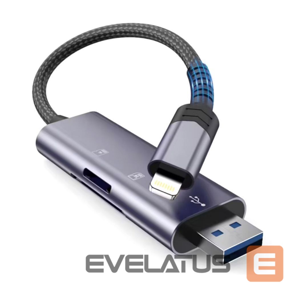 Flash drive Tech-Protect Tech-Protect UltraBoost SD/micro SD Card Reader with Lightning /USB-A Connector - Gray