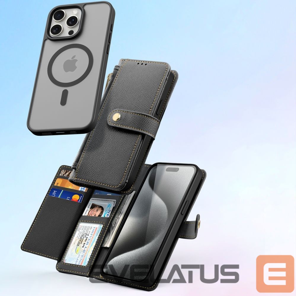 Back panel cover Dux Ducis Dux Ducis Lawa Leather Case for iPhone 15 Pro - Black