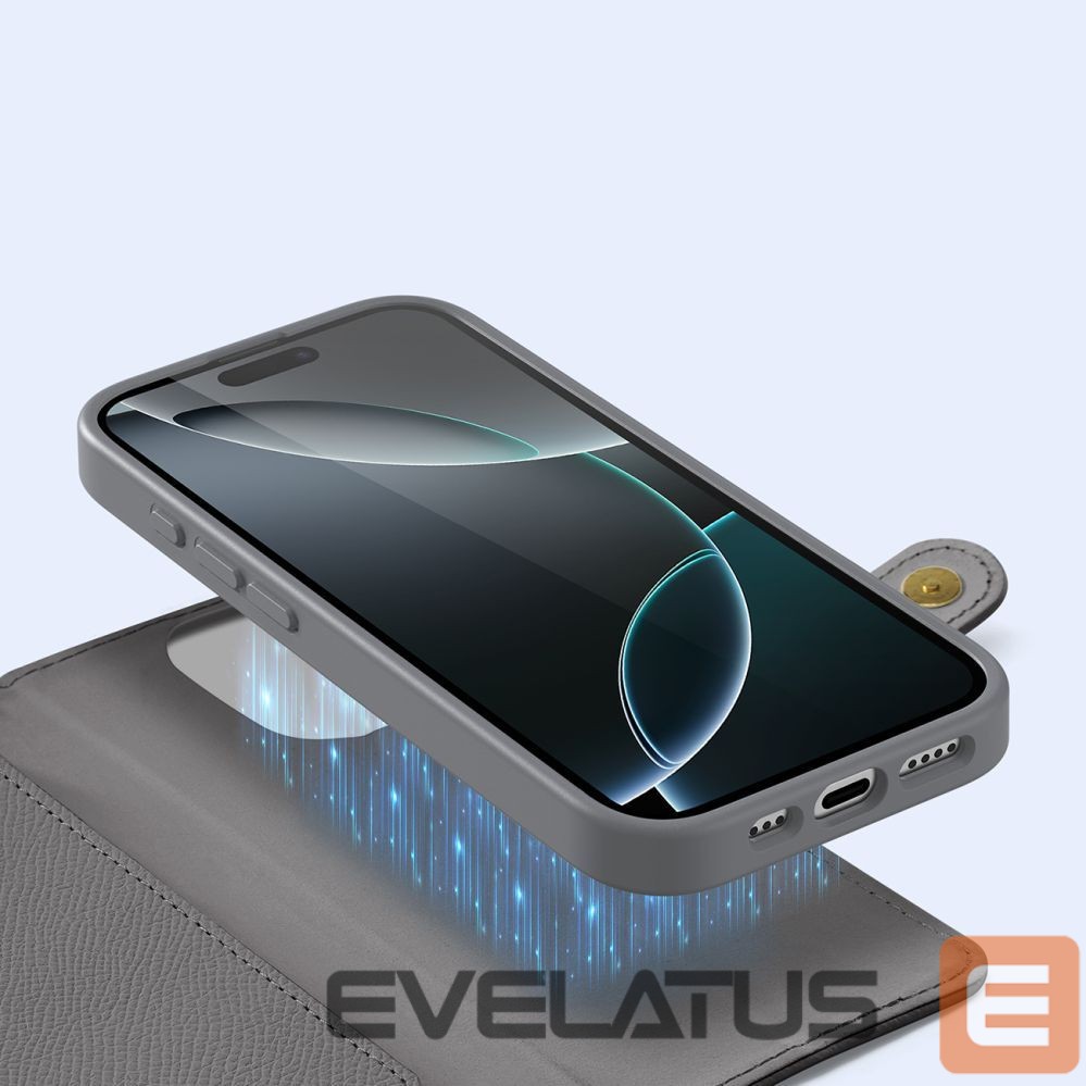 Back panel cover Dux Ducis Dux Ducis Lawa iPhone 16 Pro Leather Case with Detachable Magnetic Wallet - Gray