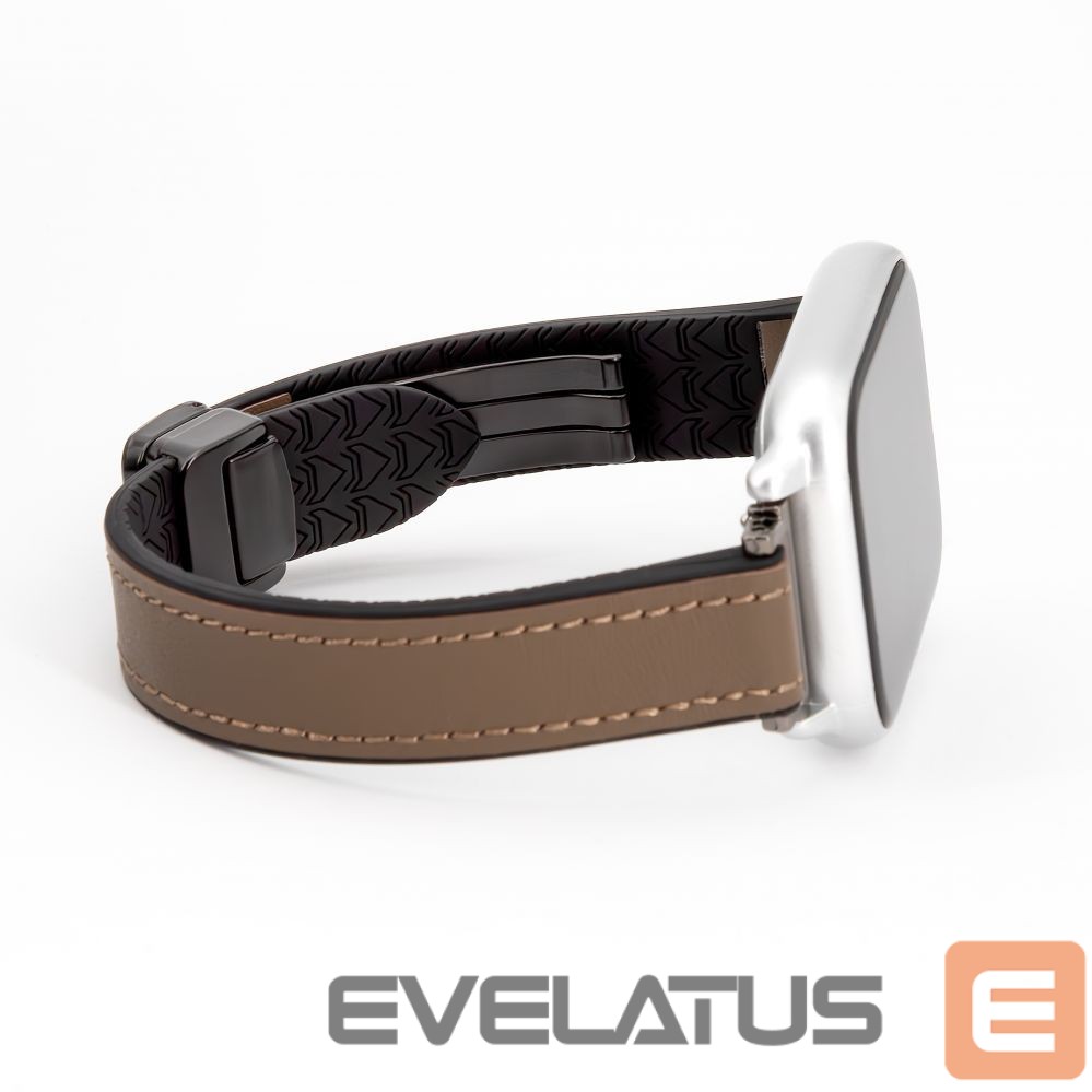 Strap Connect 22mm Silicone Leather Watch Strap with Magnetic Wine Red