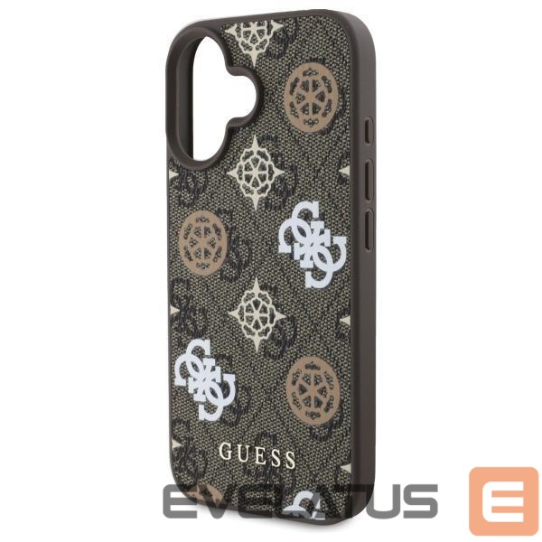 Back panel cover Guess Guess Peony On 4G Background MagSafe case for iPhone 16 - brown