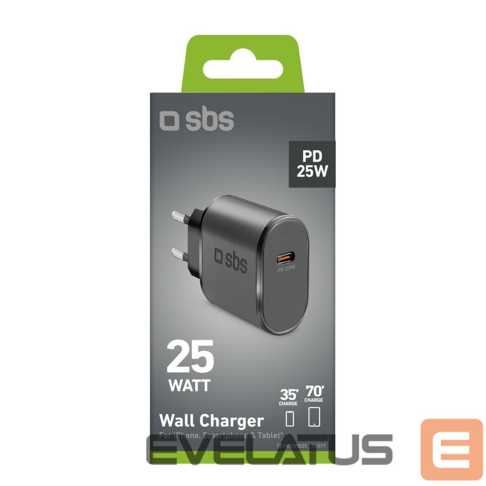Adapter SBS SBS TETR1CPD25 25W USB-C Wall Charger with Power Delivery - Black