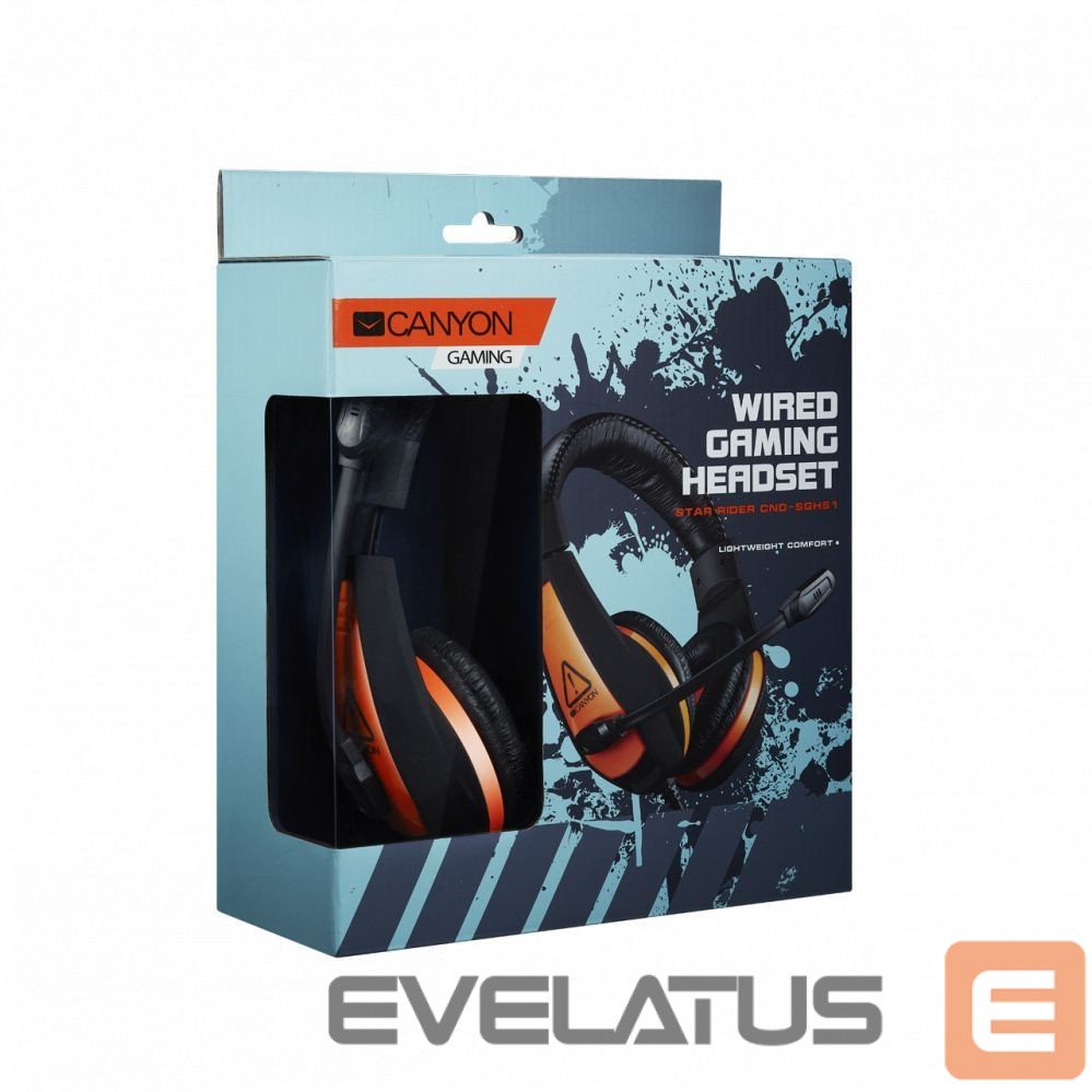 Headphone with microphone Canyon Gaming headset 3.5mm jack with adjustable microphone and volume control Black Orange