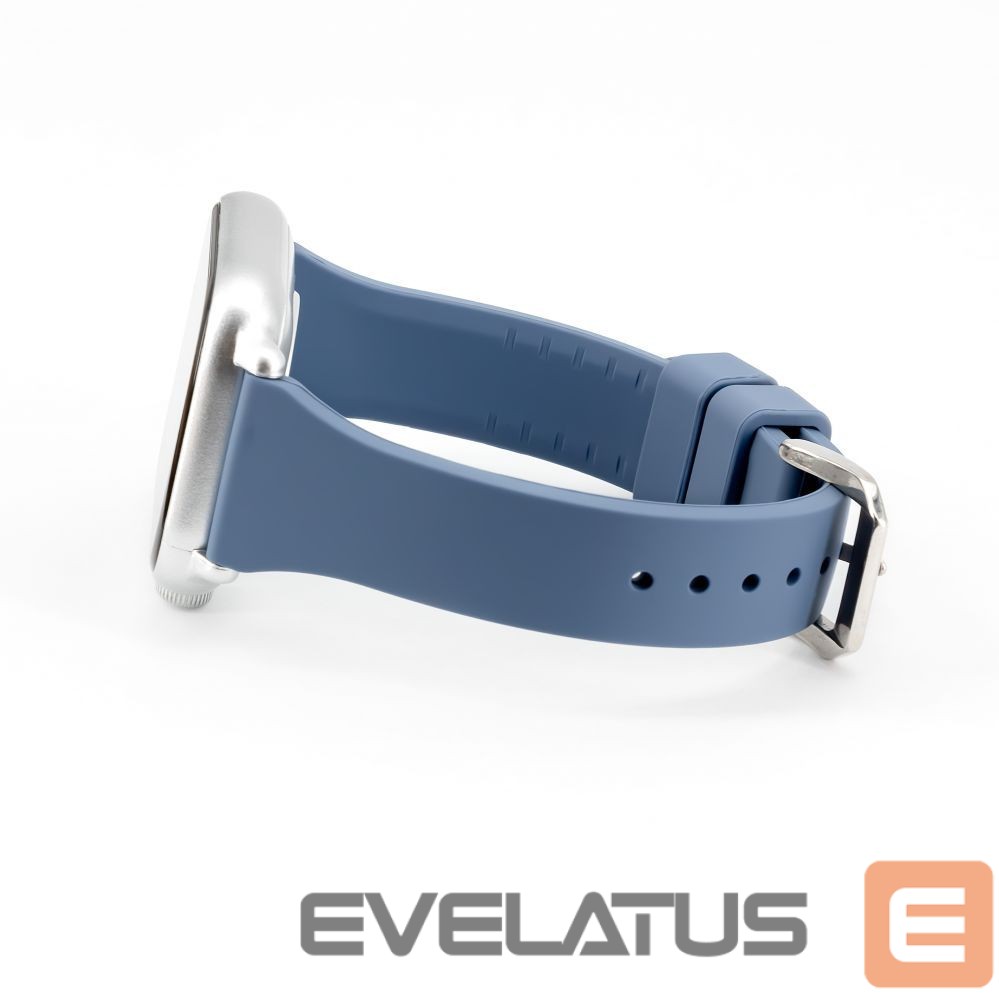 Strap Connect 22mm T-buckle Silicone Loop Watch Strap (130mm M/L) Blue