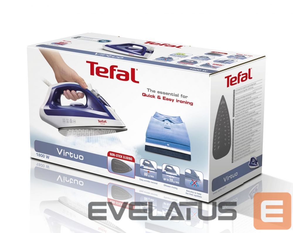 Iron TEFAL Virtuo FV1711 Ferro a vapore Durilium 1800W Viola, Bianco ferro da stiro