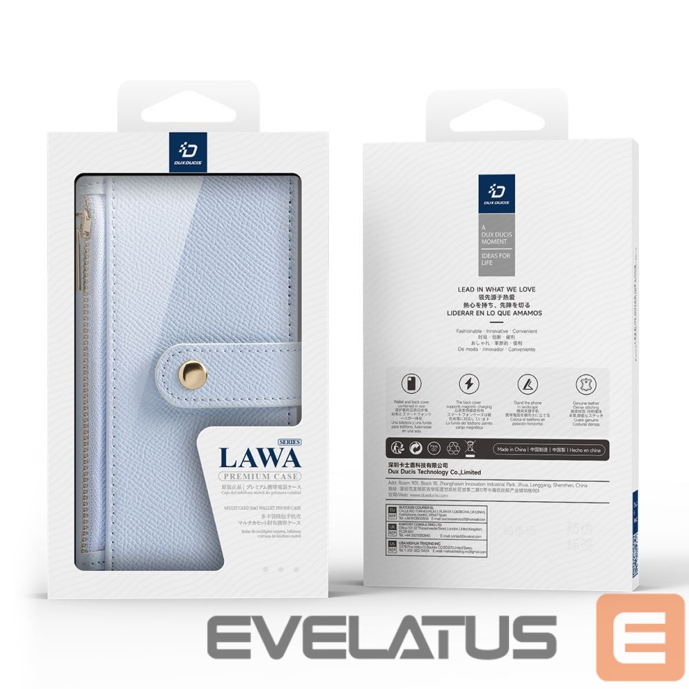 Back panel cover Dux Ducis Dux Ducis Lawa iPhone 16 Pro Leather Case with Detachable Magnetic Wallet - Blue