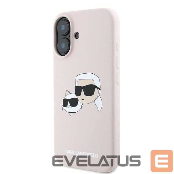 Back panel cover Karl Lagerfeld Karl Lagerfeld Silicone Case Heads Print MagSafe for iPhone 16 Plus - Pink