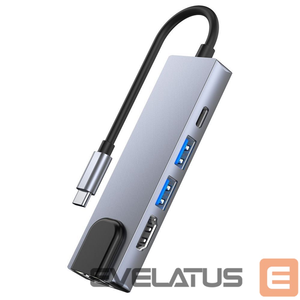 Other Computer Accessory Tech-Protect HUB Tech-Protect V3 5in1 USB-C - USB-A 3.0 / USB-A 2.0 / USB-C / HDMI / RJ45 - gray