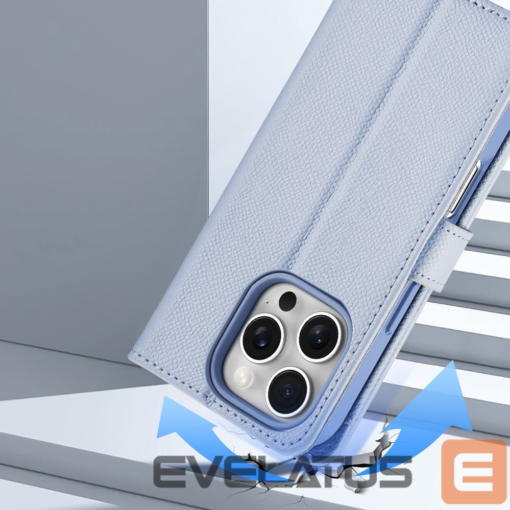 Back panel cover Dux Ducis Dux Ducis Lawa iPhone 16 Pro Leather Case with Detachable Magnetic Wallet - Blue