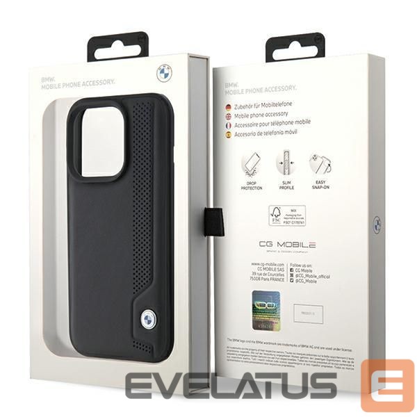Back panel cover BMW BMW Leather Blue Dots iPhone 15 Pro Max Case - Black