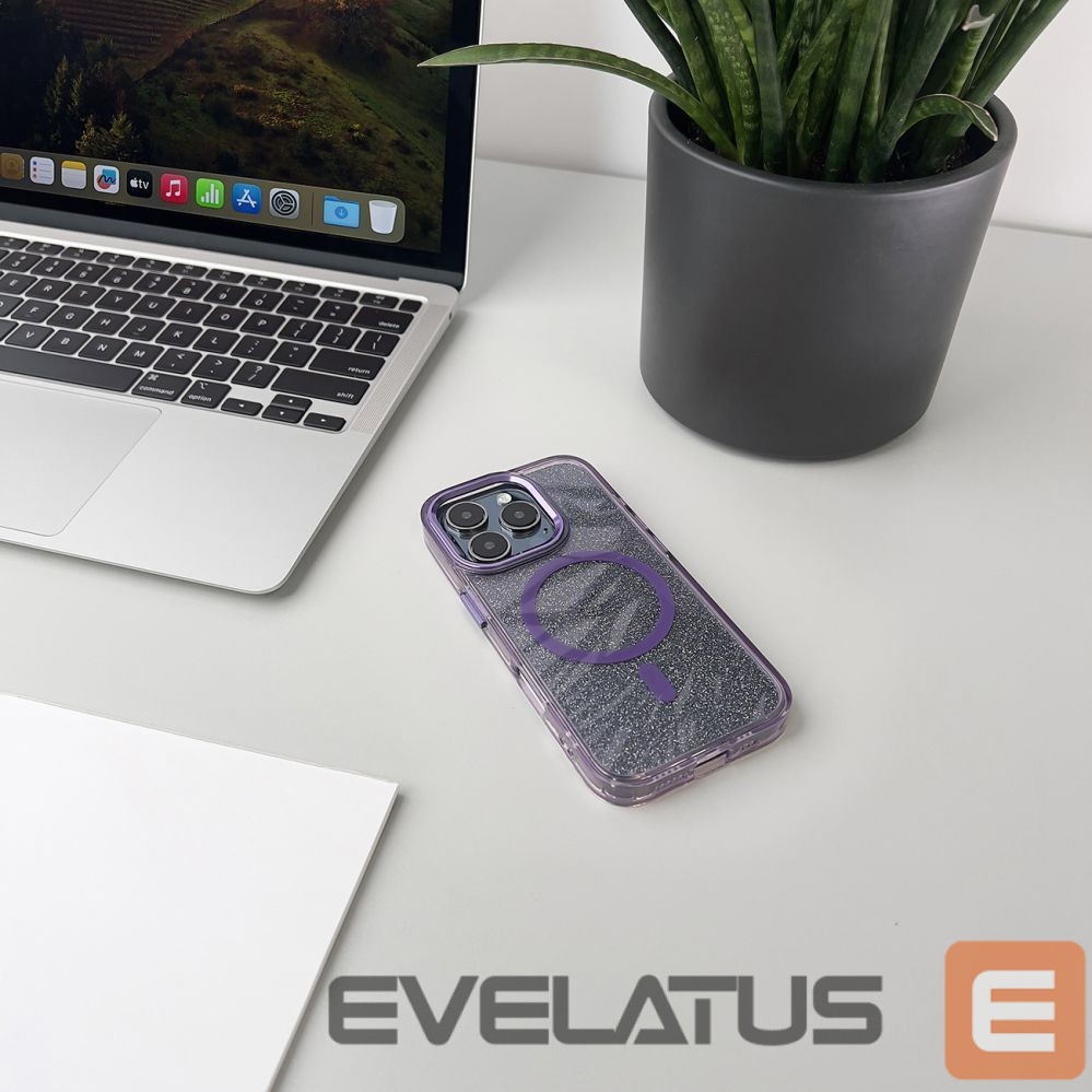 Back panel cover Wozinsky Wozinsky Glitter Case MagSafe for Samsung Galaxy S24 FE - Purple with Glitter