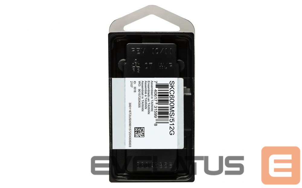 Hard drive SSD Kingston KC600 512 GB, SSD interface mSATA, Write speed 520 MB/s, Read speed 550 MB/s