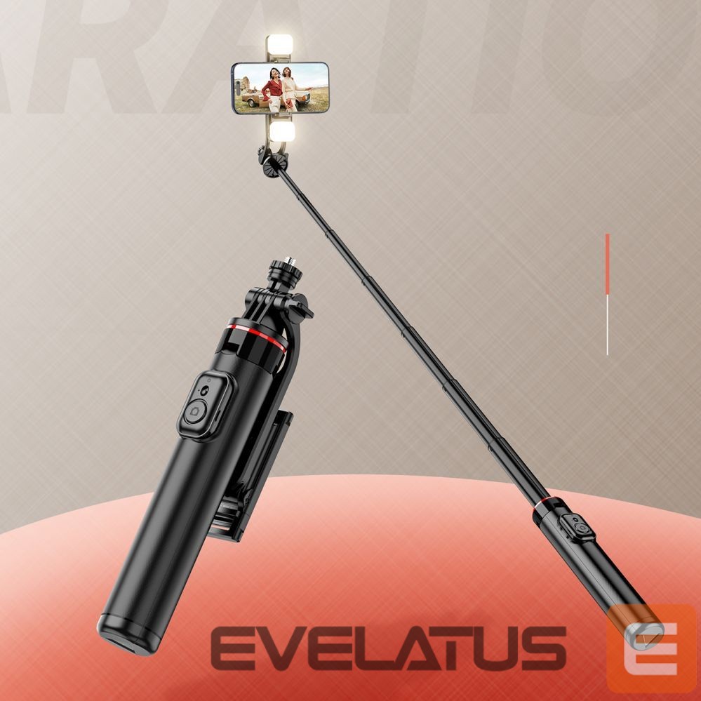 Camera accessory Hurtel Selfie stick WC12YDS 1.3m aluminum alloy telescopic tripod with dual lamp and phone holder - black