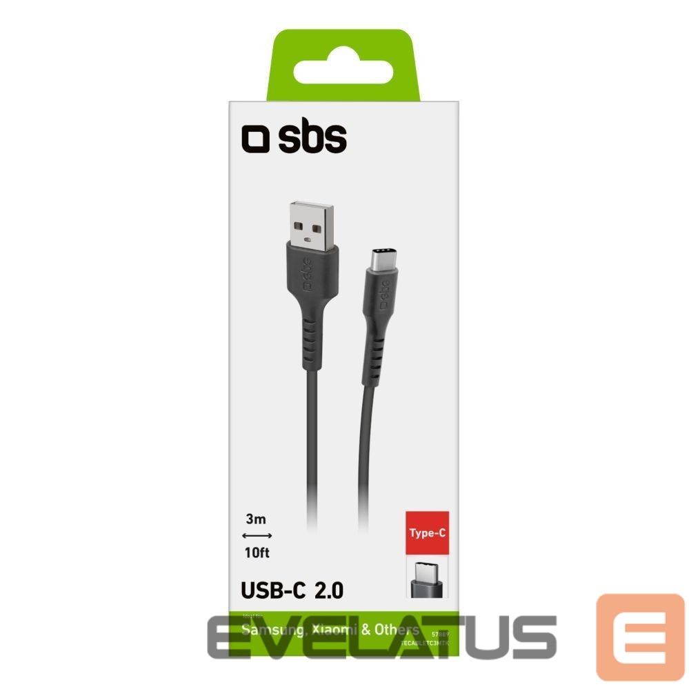 Cable SBS SBS TECABLETC3MTK USB-A - USB-C Cable 3m - Black