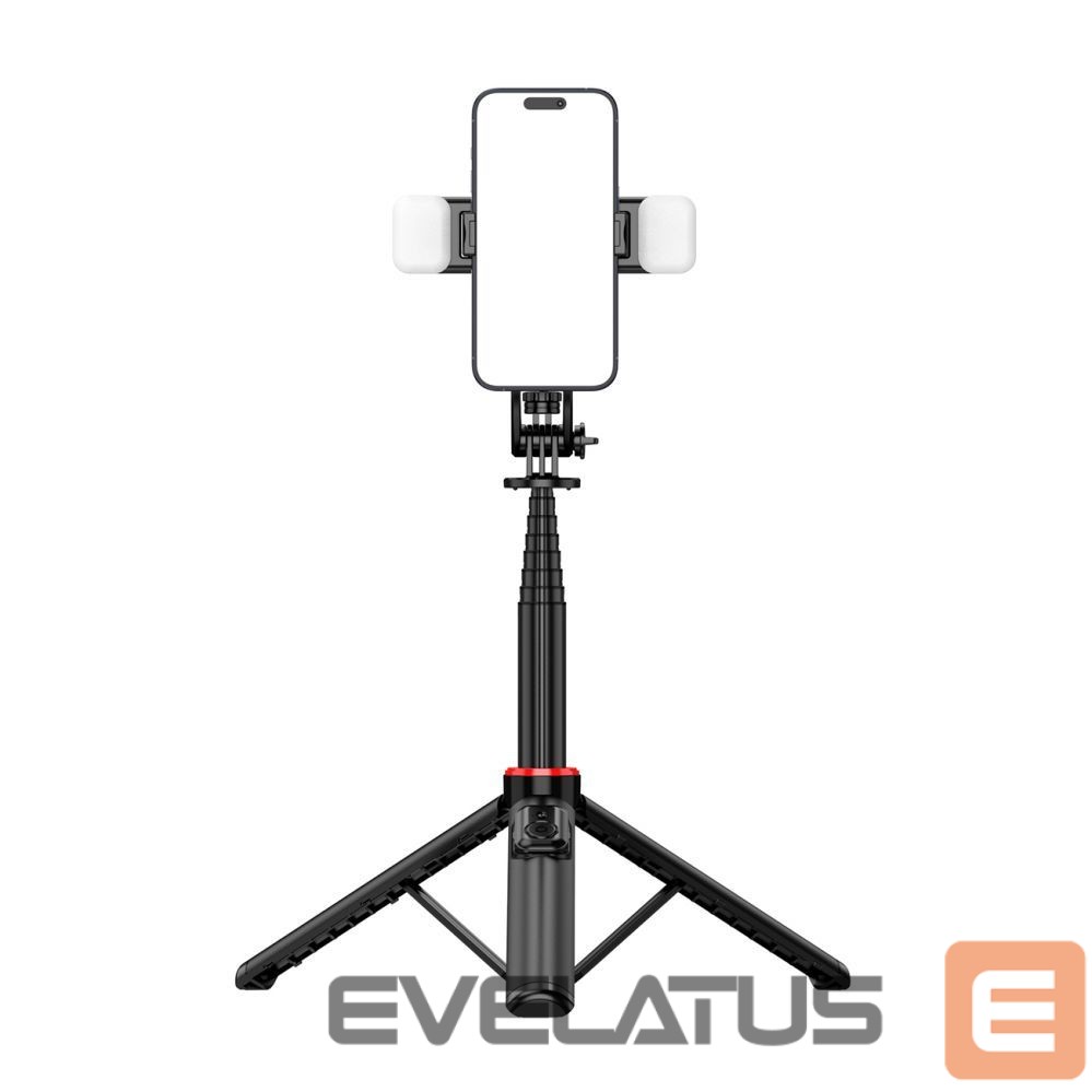 Camera accessory Hurtel Selfie stick WC12YDS 1.3m aluminum alloy telescopic tripod with dual lamp and phone holder - black