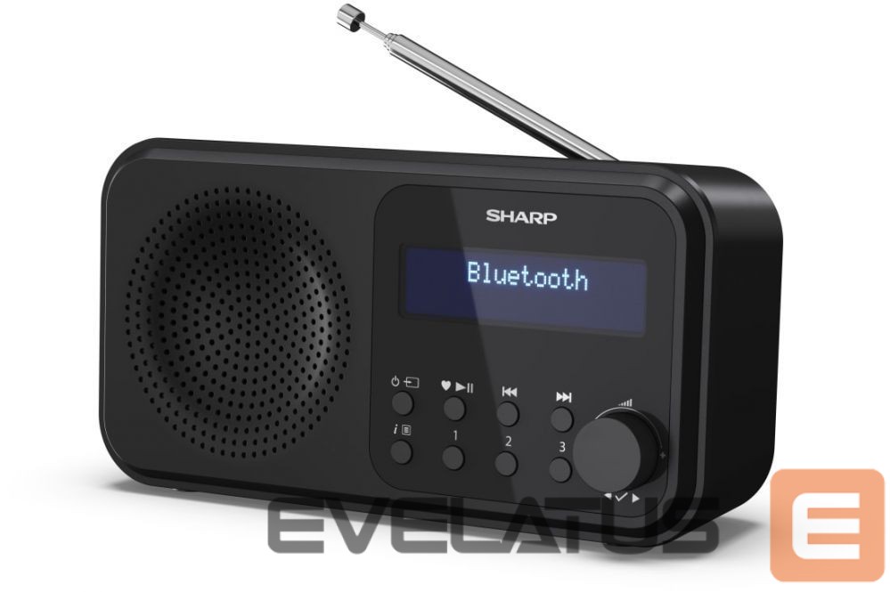 Interactive solution Sharp DR-P420(BK) Tokyo Portable Digital Radio, FM/DAB/DAB+, Bluetooth 5.0, USB or Battery Powered, Midnight Black