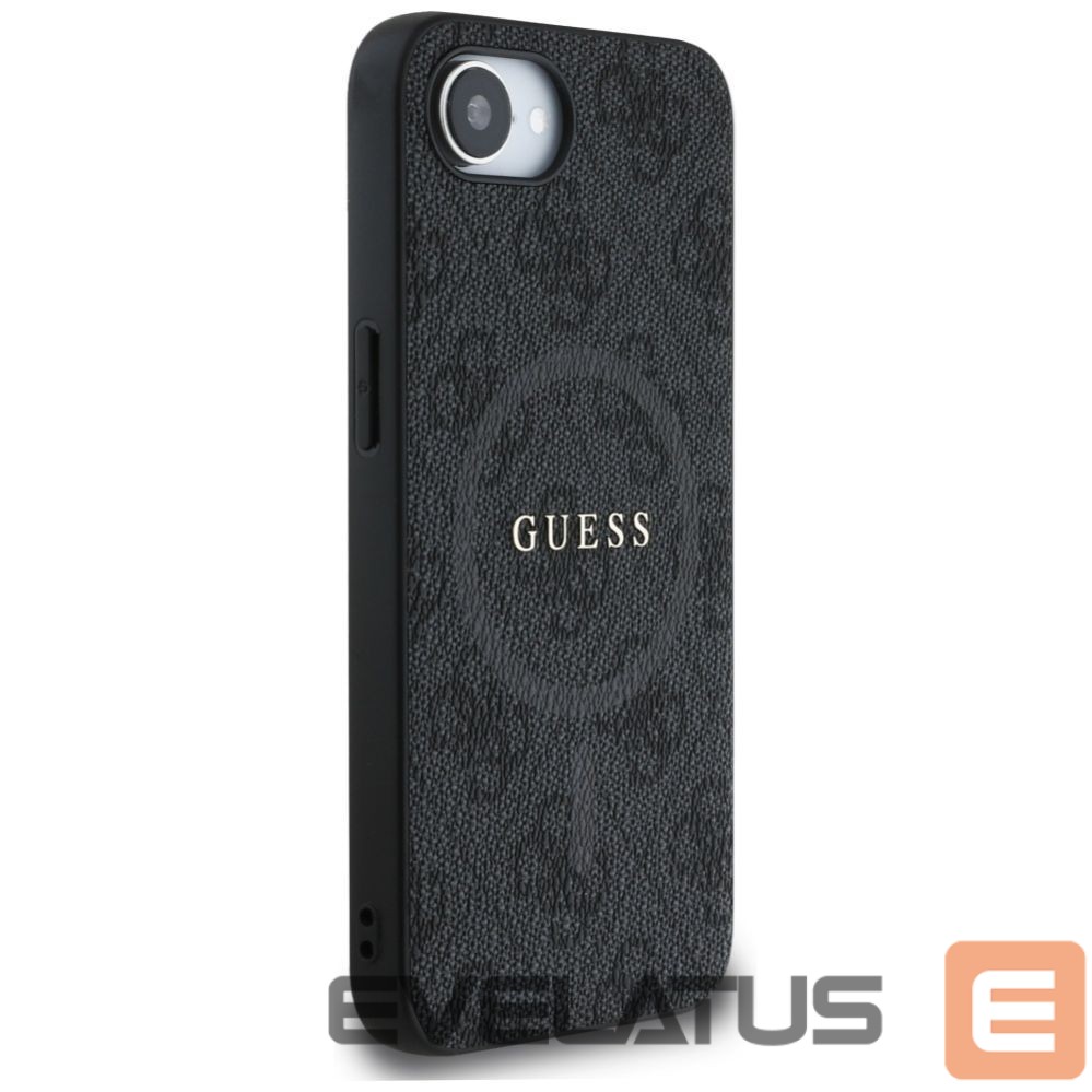 Back panel cover Guess Guess PU Leather 4G Colored Ring Case with MagSafe for iPhone 16e - Black