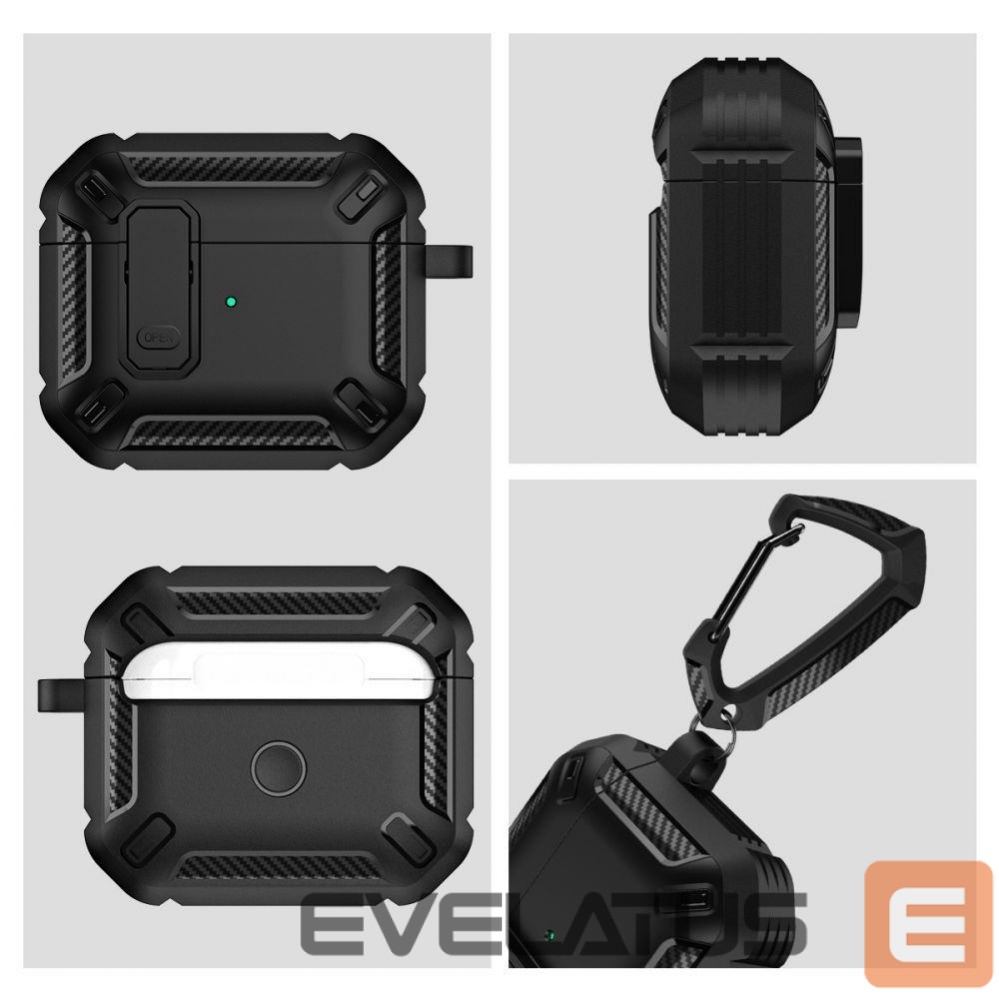Accessories for smart watches Tech-Protect Tech-Protect X-Carbo Case for AirPods Pro 1 / 2 - Black