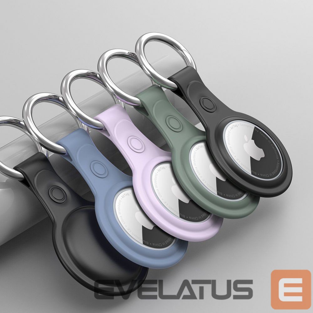 Smart tag accessories Dux Ducis - Dux Ducis 4pcs set Silicone flexible cover keychain loop case for Apple AirTag (Black / Green / Pink / Blue)