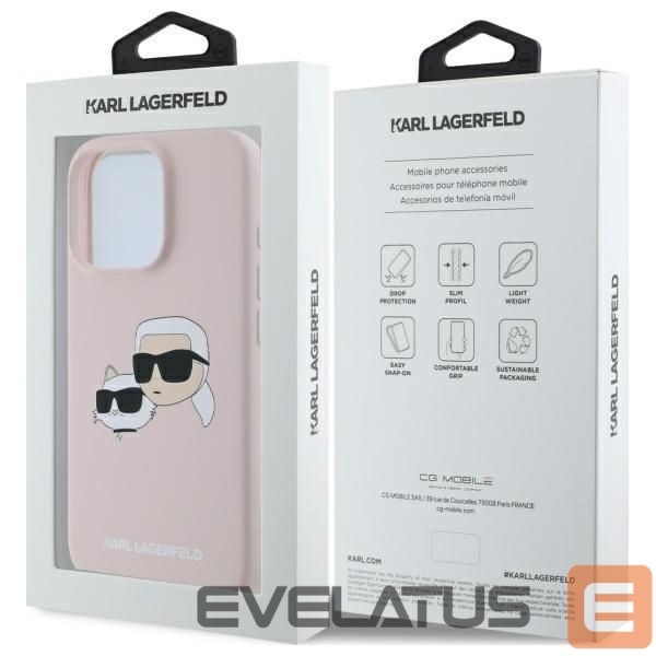 Back panel cover Karl Lagerfeld Karl Lagerfeld Silicone Nauble Heads Print MagSafe Case for iPhone 16 Pro - Pink