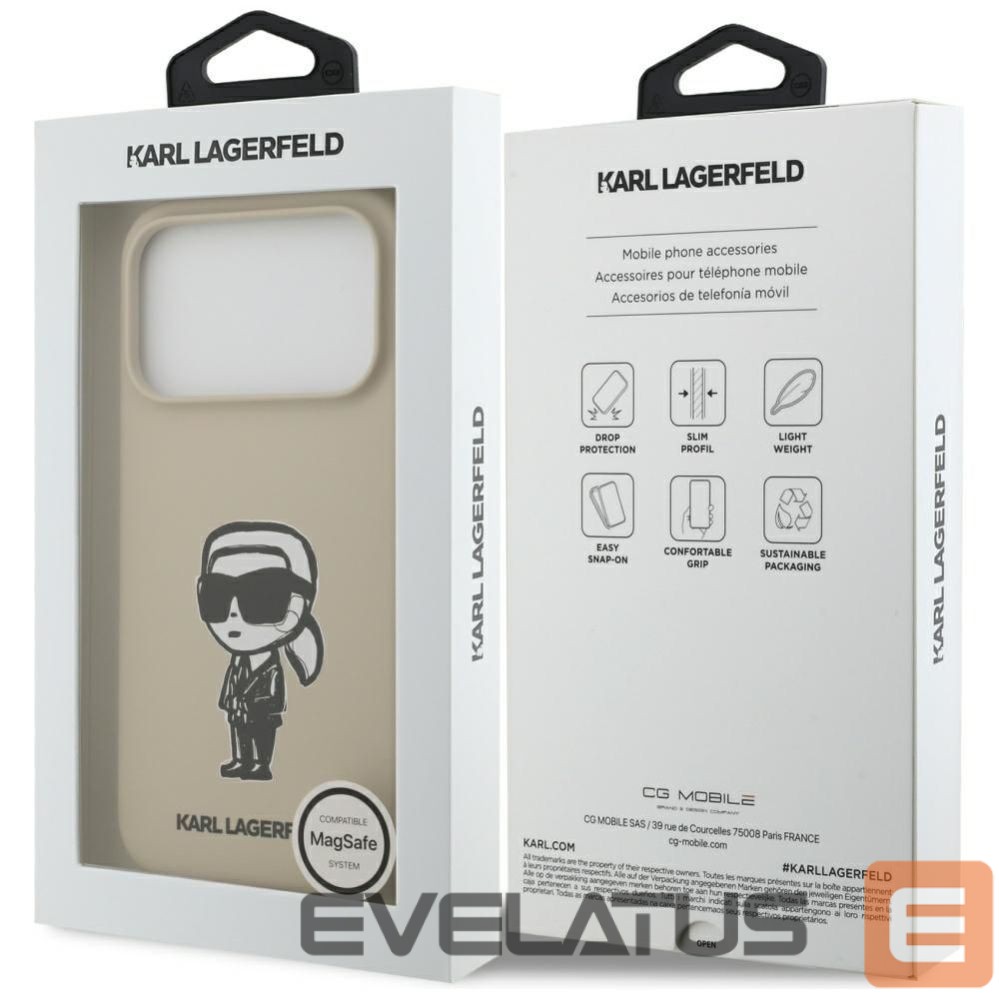 Back panel cover Karl Lagerfeld Apple KARL LAGERFELD case for IPHONE 17 Pro compatible with MagSafe KLHMP17LSKIGROW (Silicone W/ KL Sketch & Logo) brown Brown