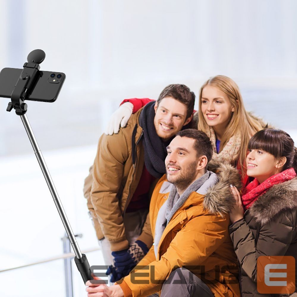 Camera accessory Hurtel Selfie stick WR1YXS telescopic tripod 0.71m with round lamp - black