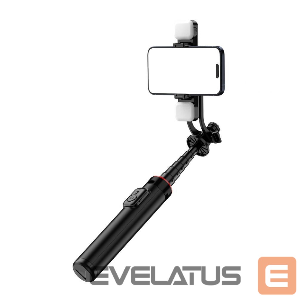 Camera accessory Hurtel Selfie stick WC12YDS 1.3m aluminum alloy telescopic tripod with dual lamp and phone holder - black