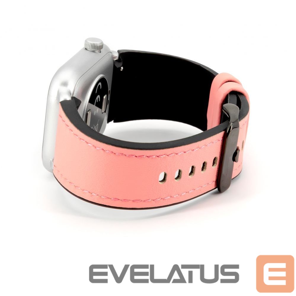 Strap Connect 20mm Silicone Patch Leather Watch Strap (130mm M/L) Pink