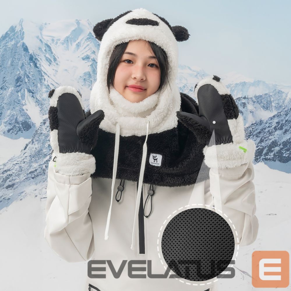 The others Qunature Qunature Panda Ski Gloves for Kids and Adults Size S - Black/White