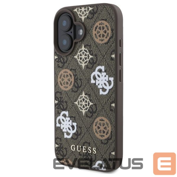 Back panel cover Guess Guess Peony On 4G Background MagSafe case for iPhone 16 - brown