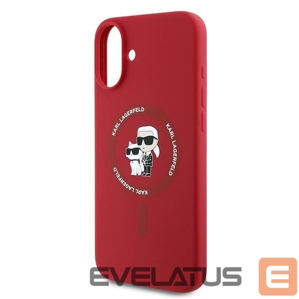 Back panel cover Karl Lagerfeld Karl Lagerfeld Silicone Karl&Choupette Heads Ring MagSafe Case for iPhone 16 Plus - Red