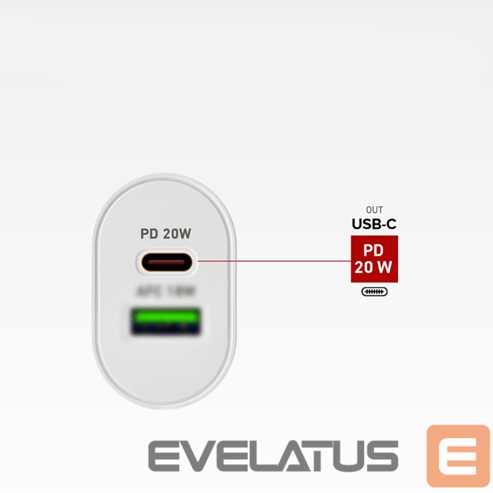 Adapter SBS SBS TETRPD20W 20W USB-A USB-C Wall Charger with Power Delivery - White