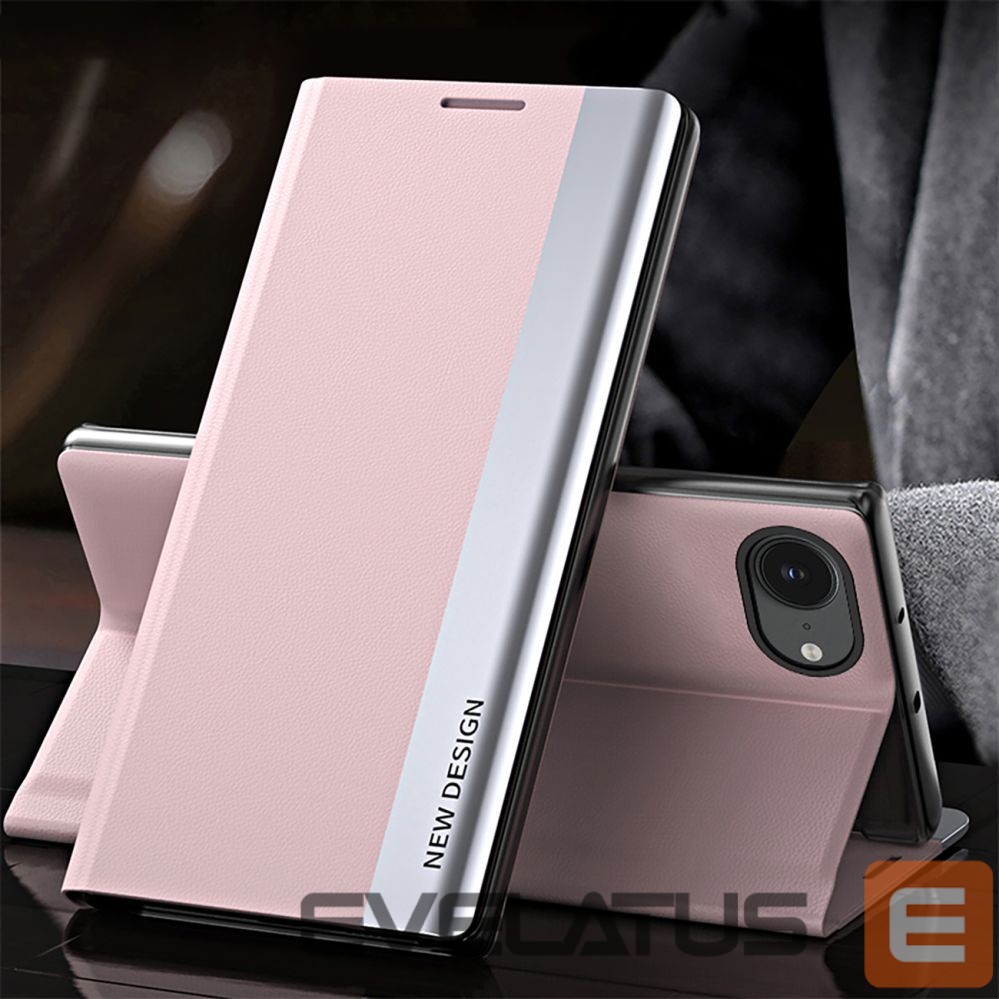 Back panel cover Hurtel Sleep Case Pro for iPhone 16e with flap and stand - pink