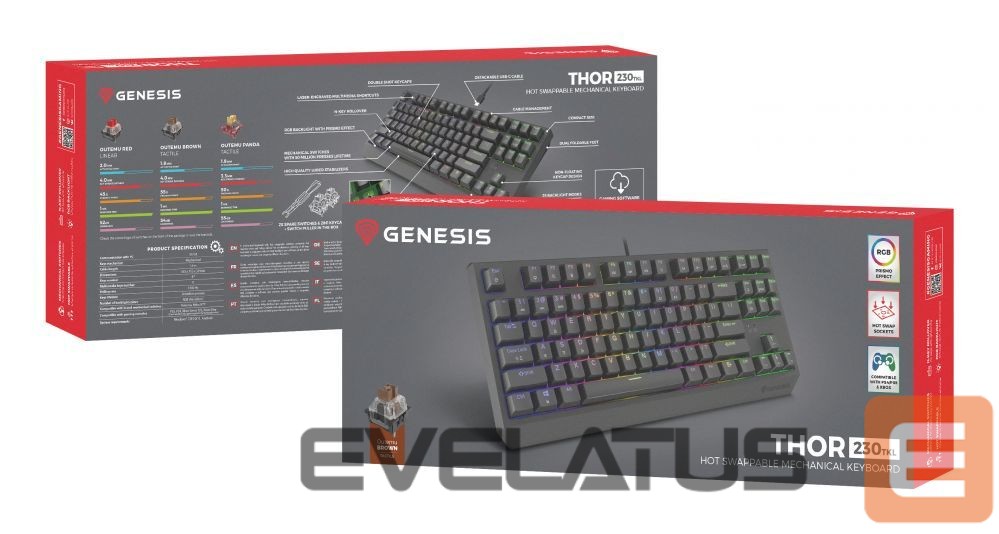 Computer keyboard Genesis THOR 230 | Mechanical Gaming Keyboard | Wired | US | Black | USB Type-A | Outemu Brown