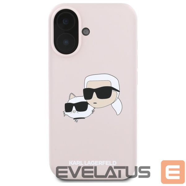 Back panel cover Karl Lagerfeld Karl Lagerfeld Silicone Nauble Heads Print MagSafe Case for iPhone 16 - Pink