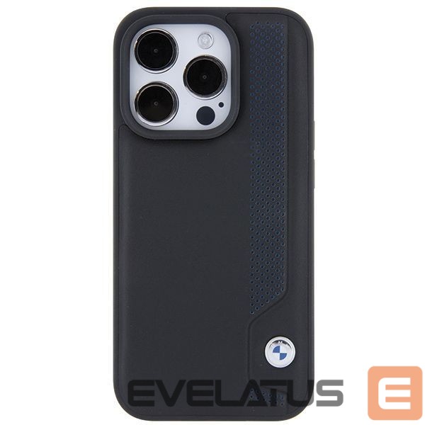 Back panel cover BMW BMW Leather Blue Dots iPhone 15 Pro Max Case - Black
