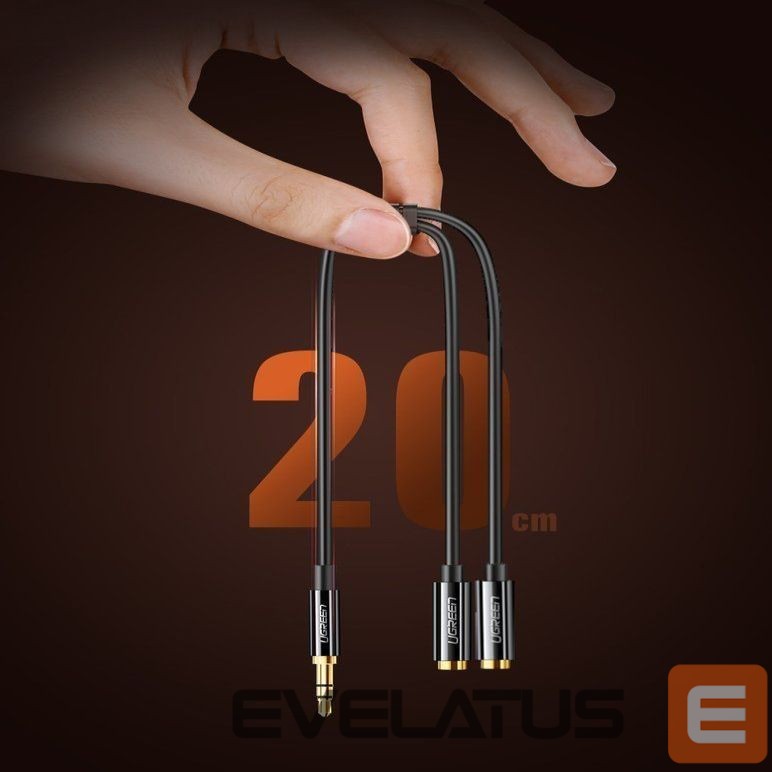 Cable Ugreen cable 3.5 mm headphone splitter mini jack AUX 25cm black (20816) Black