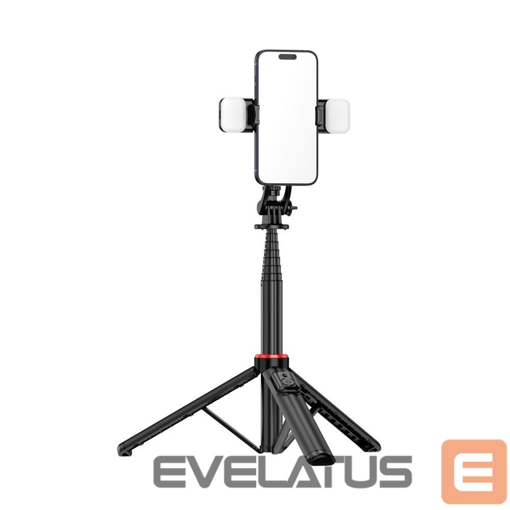 Camera accessory Hurtel Selfie stick WC12YDS 1.3m aluminum alloy telescopic tripod with dual lamp and phone holder - black